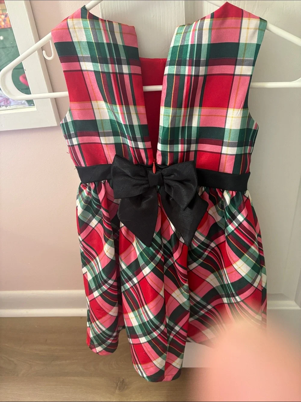 Gymboree Red Green Plaid Holiday Dress with Black Waistband
